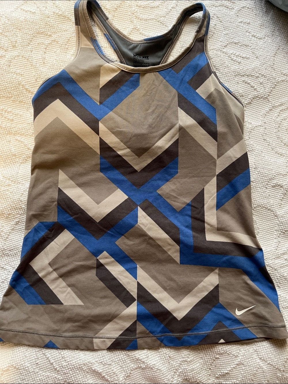 Nike Women's Geometric Racerback Tank Top - Blue & Brown